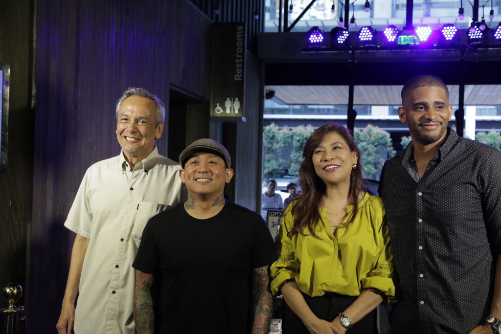 ALAB Judges (from left to right): Jim Paredes, FILSCAP Vice-President; Gabby Alipe, singer-songwriter; Gladys Basinillo, Carat Philippines CEO; and Marcus Davis, internationally recognized artist, singer, songwriter and producer