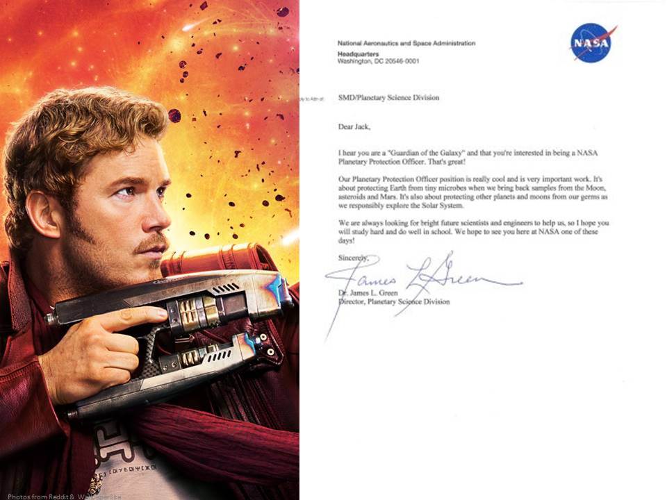 Jack Davis, NASA, Planetary Protection Officer, Letter, Job, Star Lord, Guardians of the Galaxy