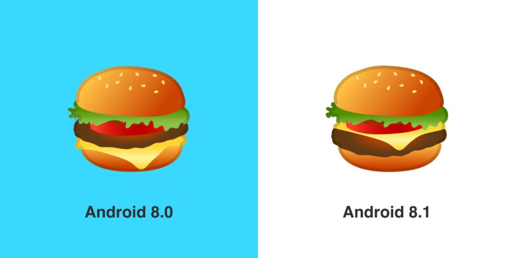Google, Burger emoji, Android 8.1, update