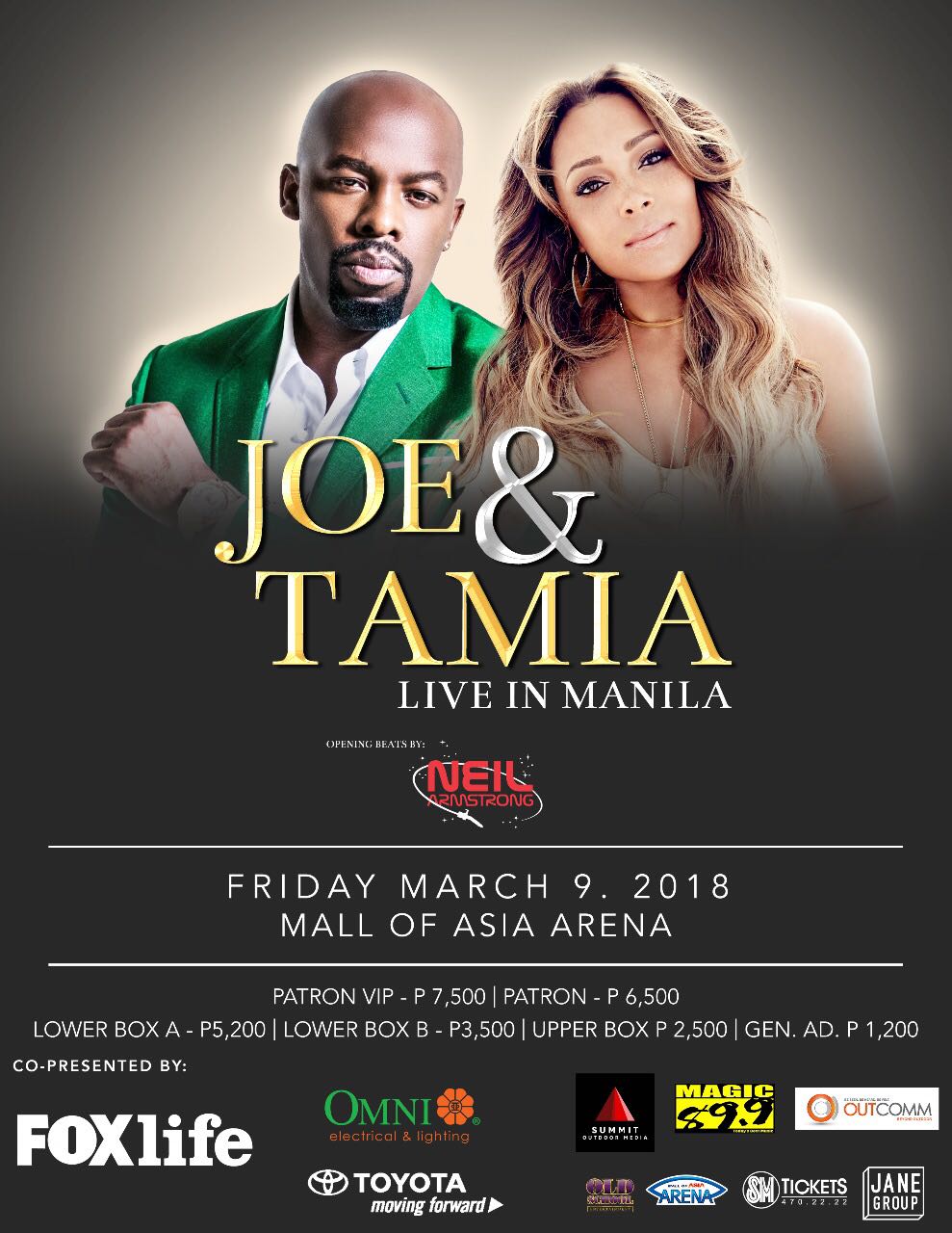 Joe and Tamia will be performing for a onenight only concert in Manila