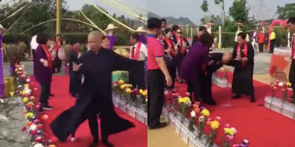 Buddhist monk throws up after twirling 150 times during her blessing ceremony