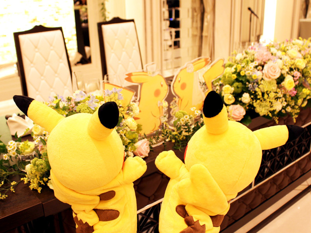 Pokemon-themed wedding reception table