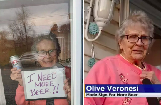 ‘I Need More Beer’: 93-year-old woman holding a sign to ask for beer is our new internet grandma