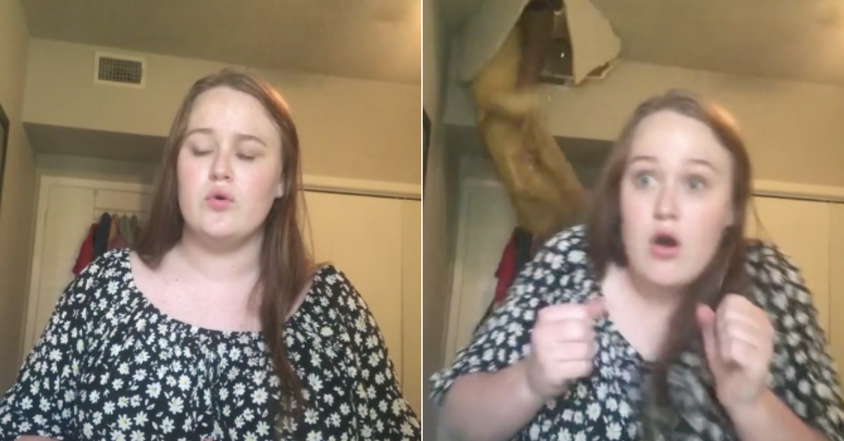 WATCH: Mom falls through ceiling while daughter sings for TikTok video