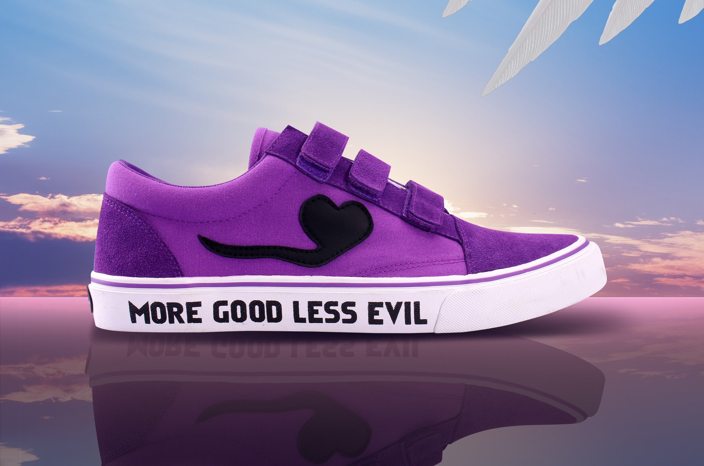 Affordable, limited edition “More Good Less Evil” sneaker by Secret Fresh x World Balance