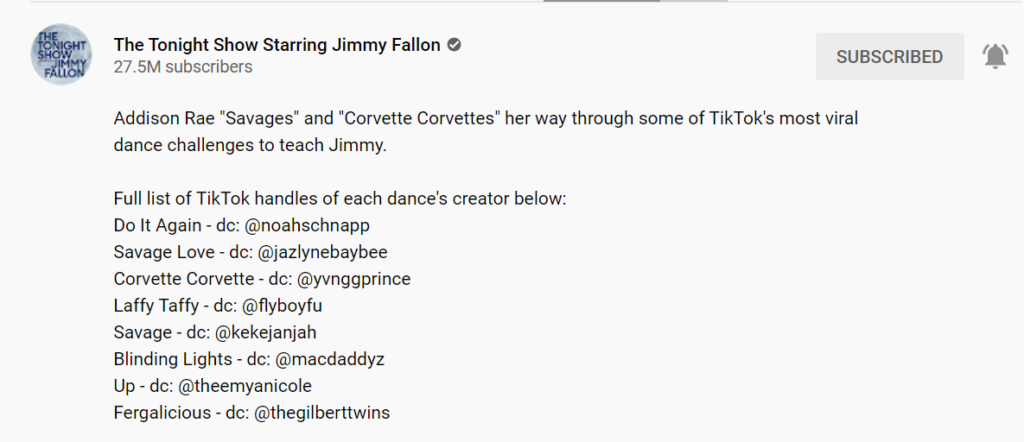 The Tonight Show Starring Jimmy Fallon TikTok creators