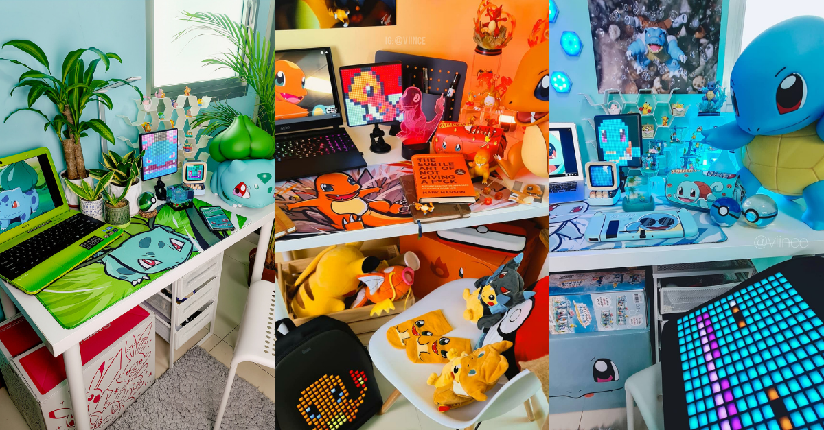 A Filipino toy collector converts his workspace into a Pokémon-themed nook