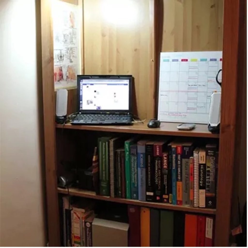 DIY work set-up bookshelves