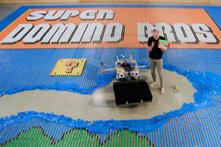 Super Mario Bros mural Mark Rober robot the Dominator