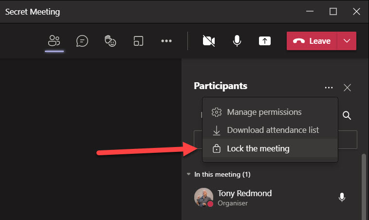Microsoft Teams Lock Meeting