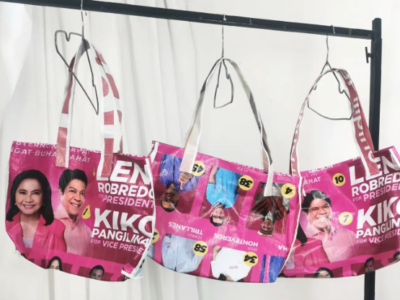 Fashion designer transforms campaign tarpaulins into school bags