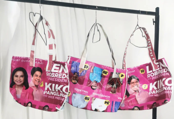 campaign tarpaulins school bags, mara chua, fashion design