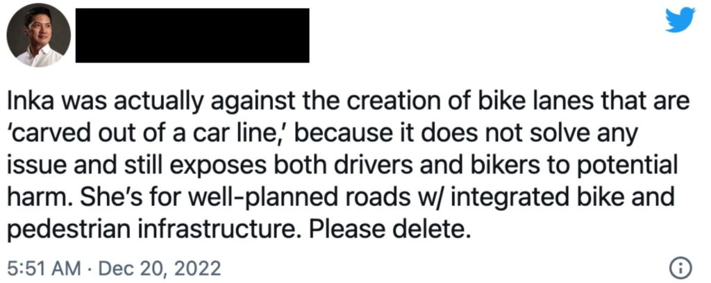 Bike lane issue tweet - 29