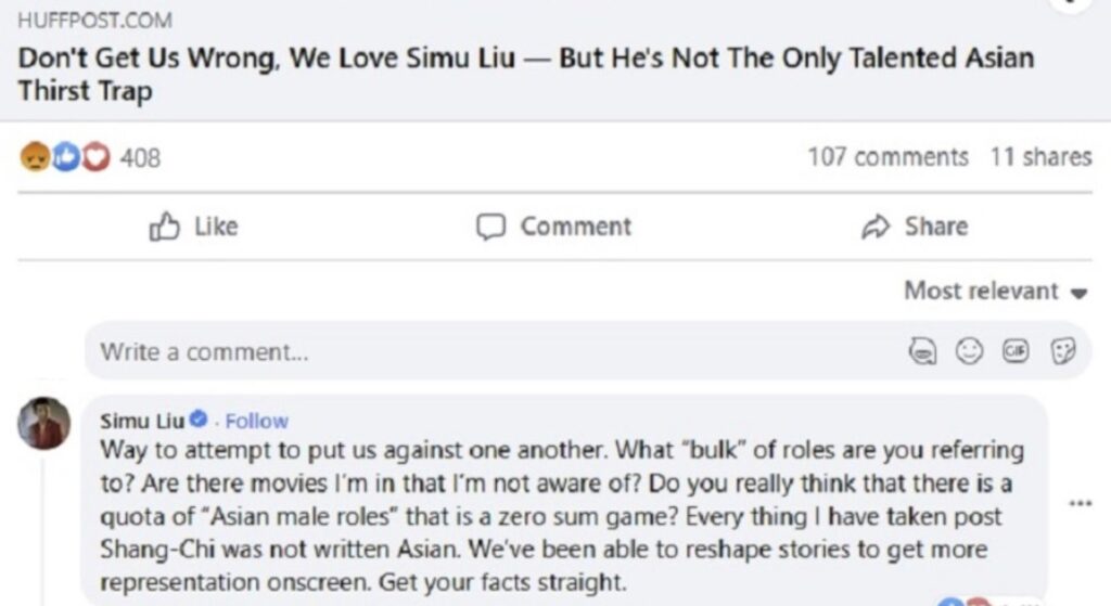 Simu Liu's comment
