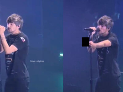 Louis Tomlinson flips the bird to a fan who threw a bracelet at him on stage