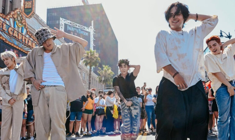 SB19 treats fans to a powerful street performance in the Hollywood Boulevard pop inqpop