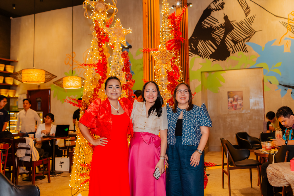 From left - Ivy Benatiro, VP-Global Franchise, Laine Vallar, AVP-Director of Marketing, Rachel Fallarme, SVP-COO at the Salo-Salo at Bo's Coffee's flagship store in Capitol, Cebu