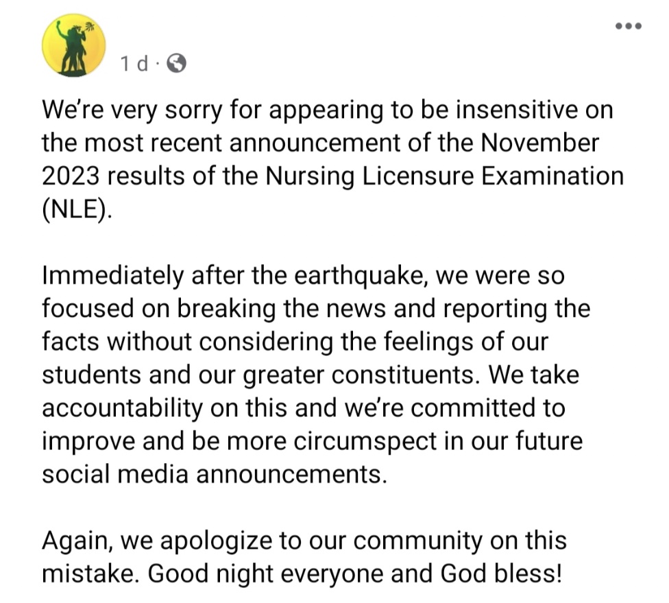 VSU apology post