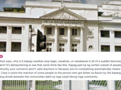 Lasallians and Iskos clash in the comments section of a DLSU Freedom Wall over post about ‘theft’