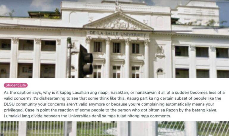 Lasallians and Iskos clash in the comments section of a DLSU Freedom Wall over post about 'theft'