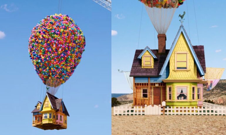 Real-life 'Up' house takes flight, 8,000 balloons set to soar pop inqpop