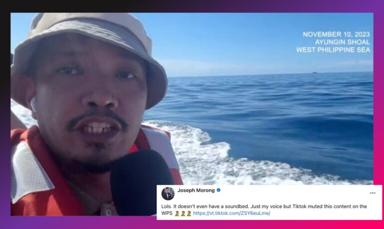 Joseph Morong’s TikTok video seemingly gets muted for his content about the West Philippine Sea