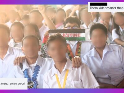 Moving up photo of Agusan National High School student holding Palestine flag goes viral