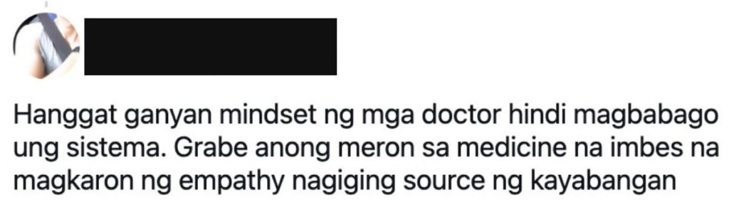 comment about doctor's response 