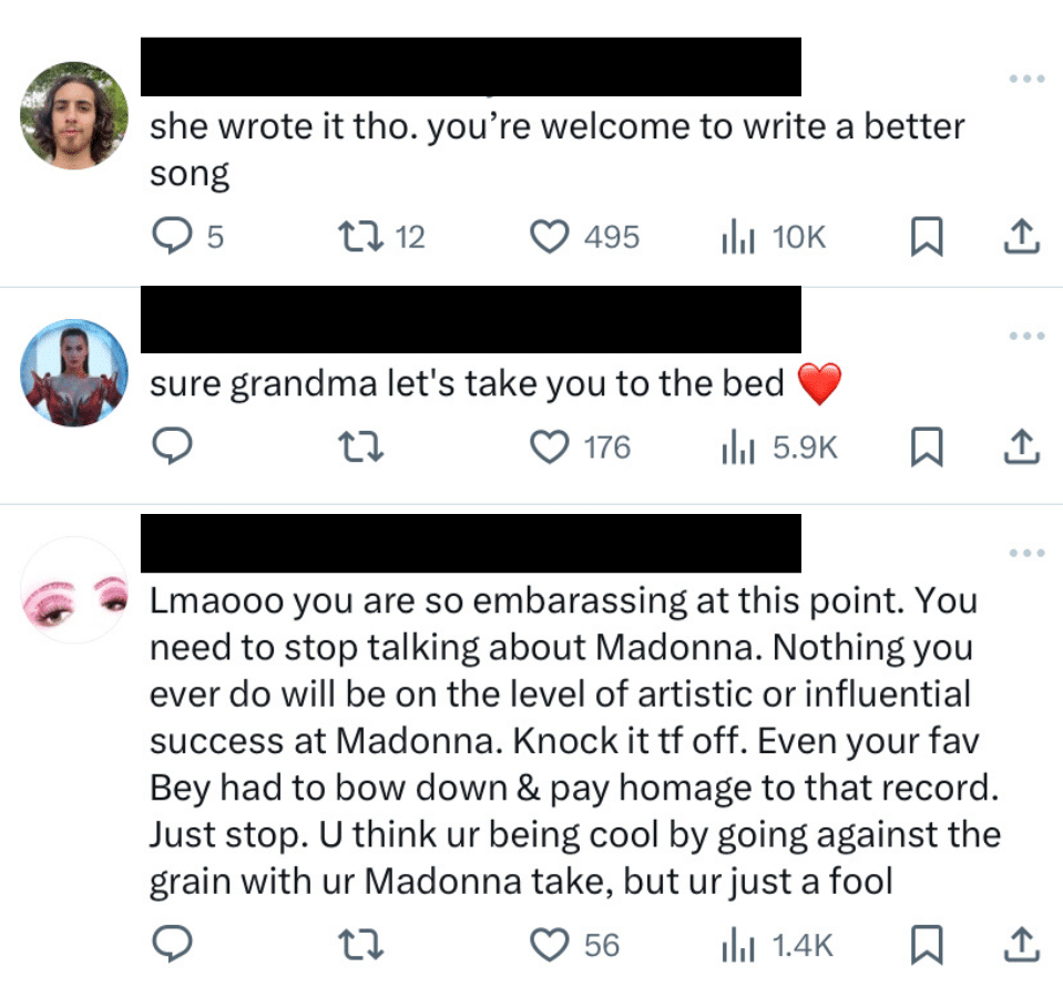 tweets about banks vs madonna