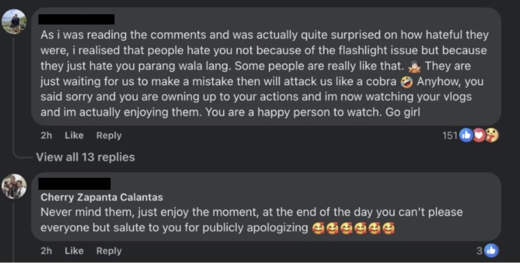 comments to jen barangan's apology