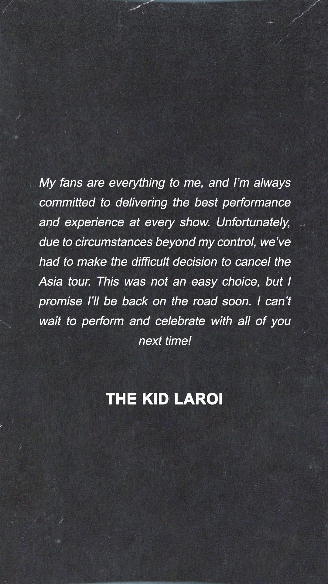 official statement The Kid Laroi