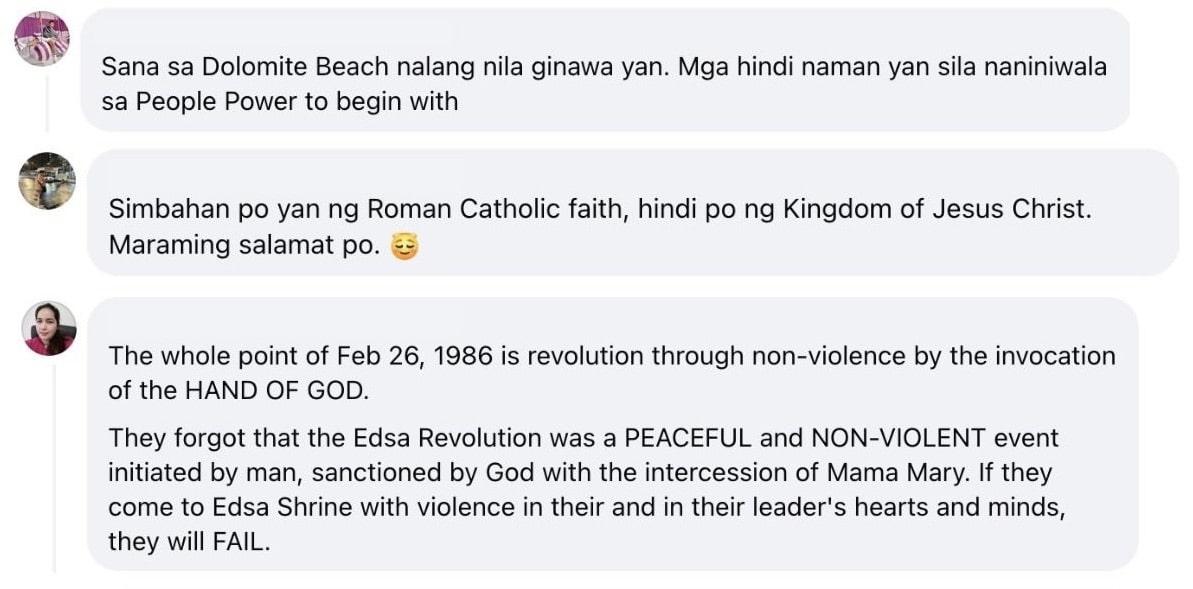 Comments about EDSA gathering