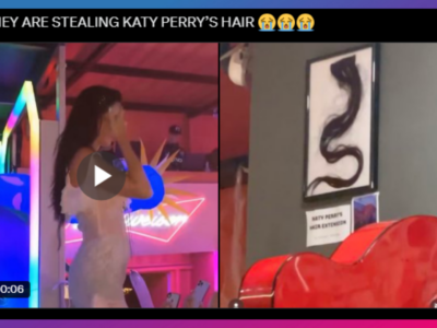 Strands pulled by fan from Katy Perry’s hair extension found framed in a bar in Spain