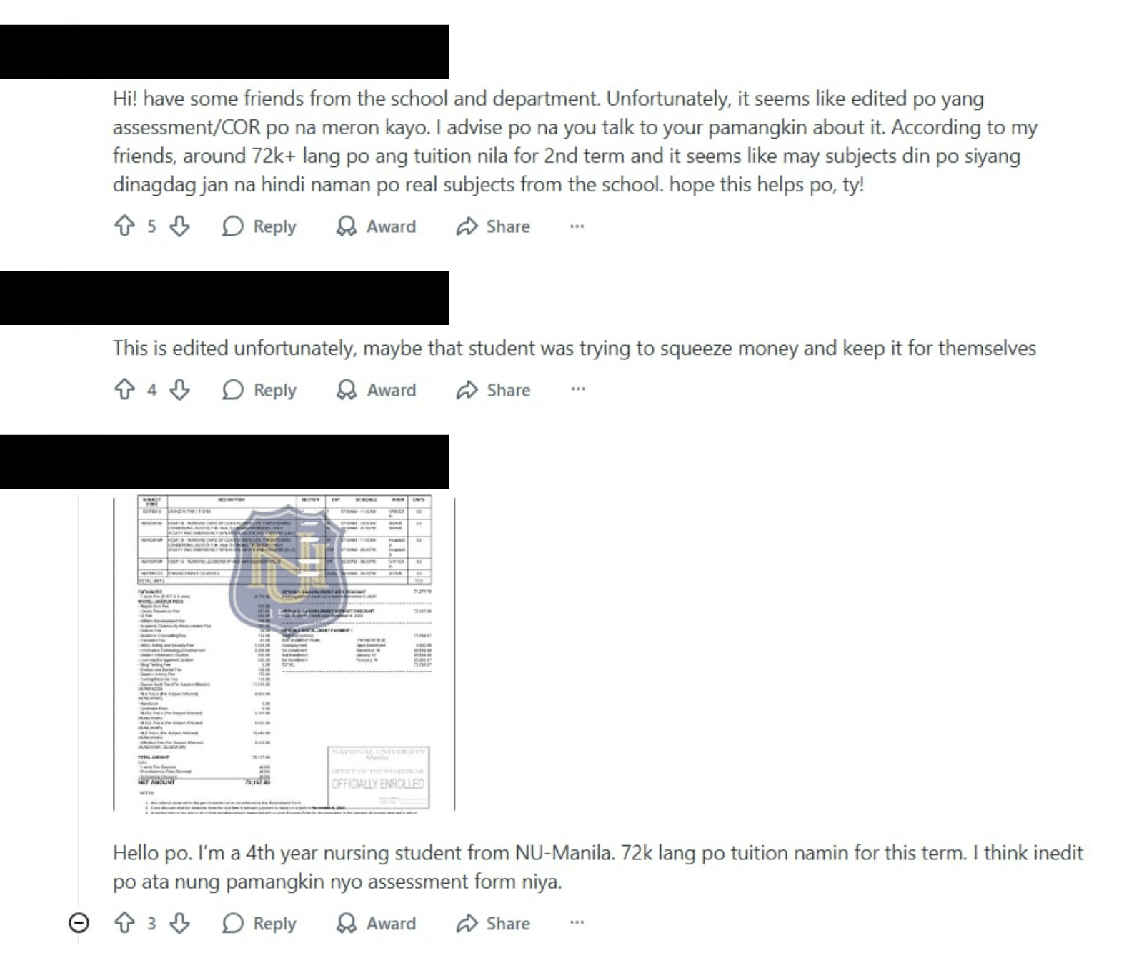 P187,000 tuition fee found falsified in a college student's Certificate ...