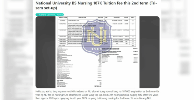 P187,000 tuition fee found falsified in a college student's Certificate of Registration